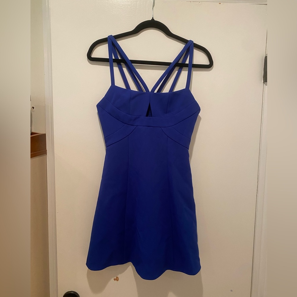 BCBG MAXAZRIA BLUE STRAP MINI DRESS SIZE 02